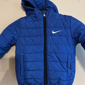 Nike Blue Puffer Jacket with Hood and Insulated Design